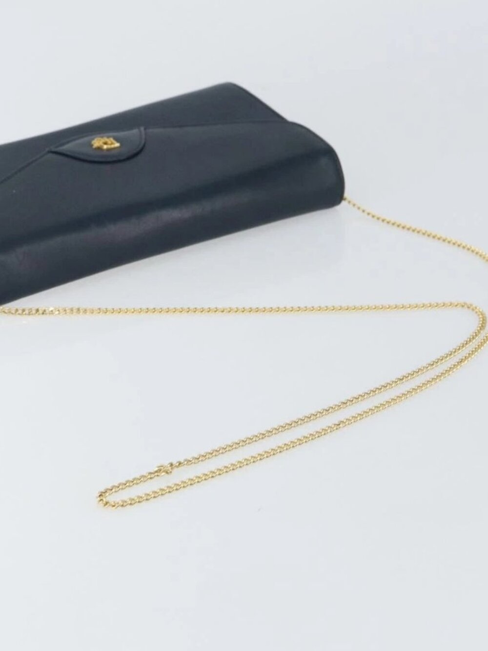 Christian Dior Chain Shoulder Bag Leather Navy Gold Auth BA9389 - Picture 8 of 16